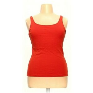 Womens Eileen Fisher Red Stretch 100% Organic Cotton Tank Top Minimalist Large P